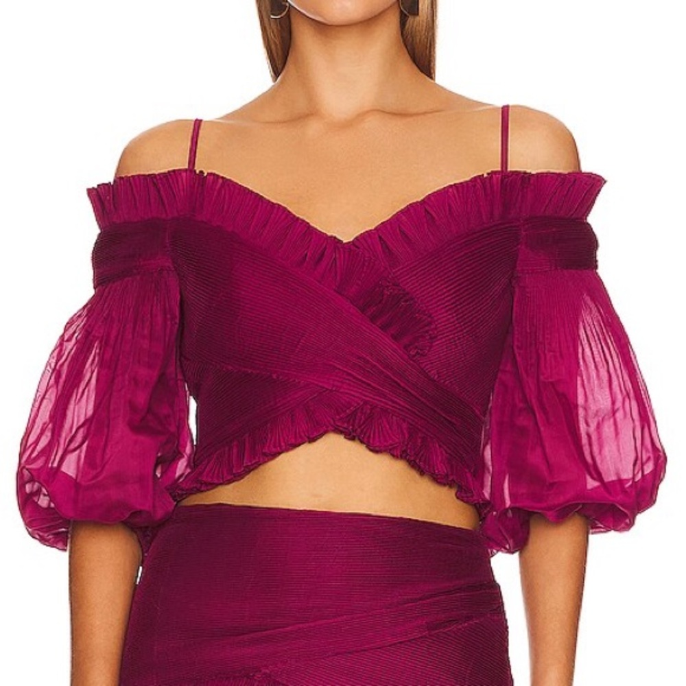 Zimmermann Off-Shoulder Burgundy Berry Top AU 2 size small EUC